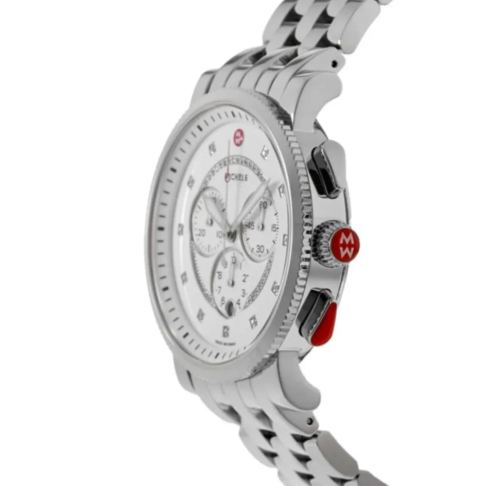 MICHELE MWW01K000122 SILVER DIAMOND DIAL SILVER STAINLESS STEEL WOMENS WATCH